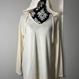 LuLaRoe Cream Hooded Long Sleeve Tunic